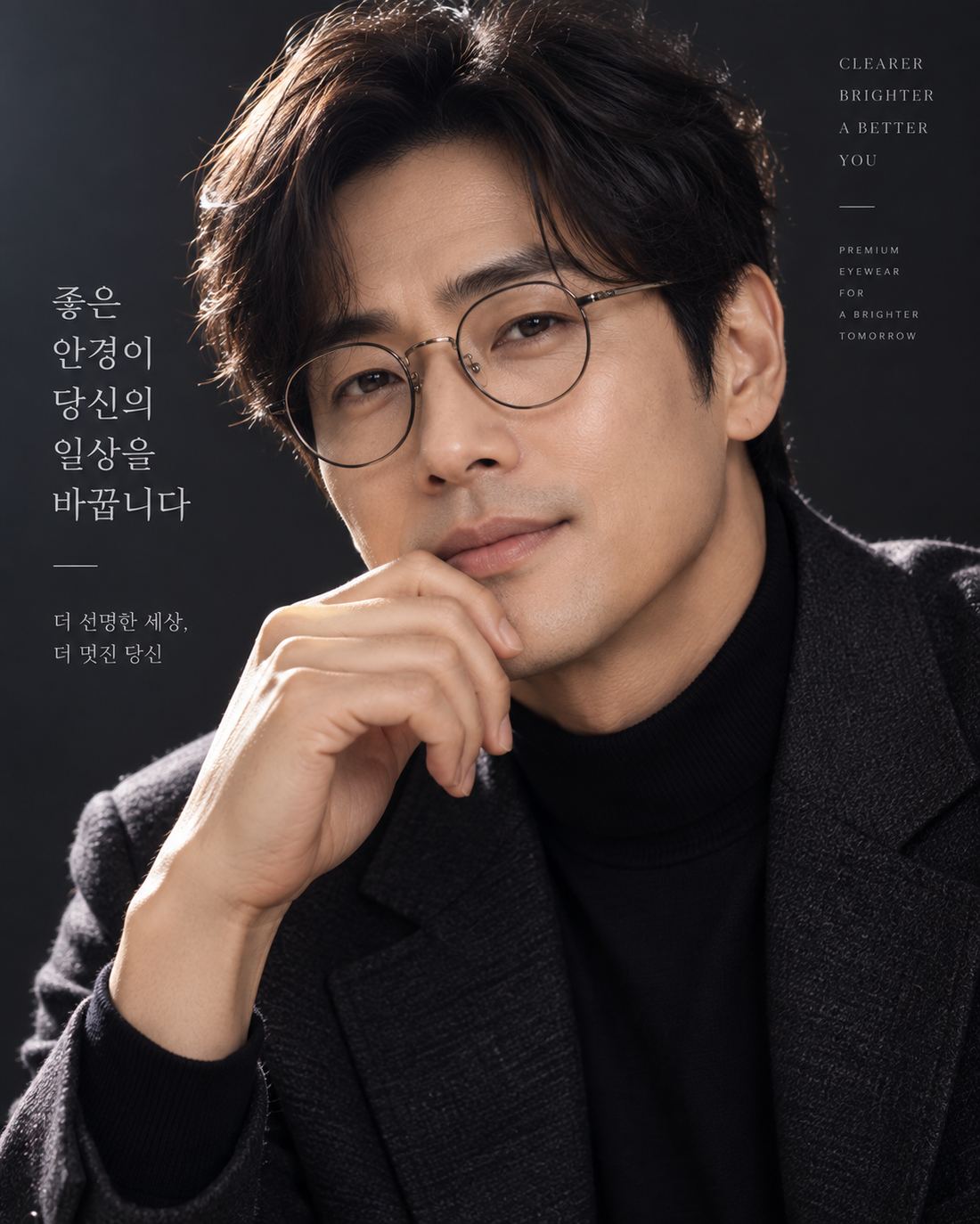 라운드 메탈 안경을 쓴 남성