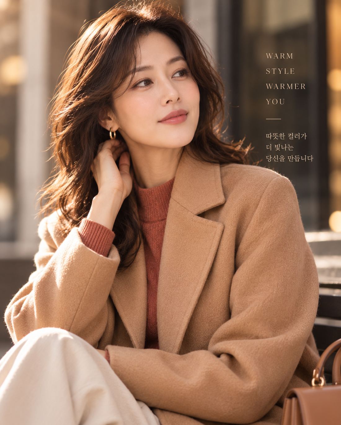 카멜 코트를 입은 웜톤 스타일링